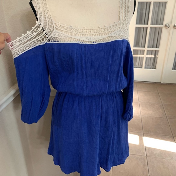 Entro Royal Blue cold shoulder blouson dress Size S - Picture 5 of 17